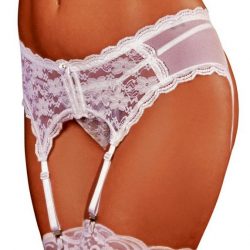 Exposed Lace Garter Belt in White