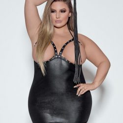 Exposed Lust Plus Size Wet Look Studded Open-Cup Mini Dress