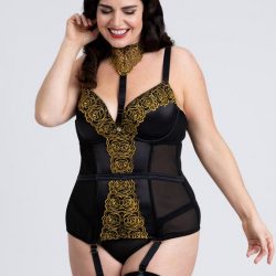 Fifty Shades of Grey Captivate Plus Size Black and Gold Basque Set