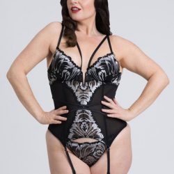 Fifty Shades of Grey Captivate Plus Size Black and Silver Basque Set