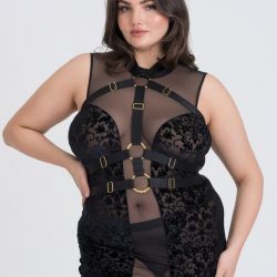 Fifty Shades of Grey Captivate Plus Size Flocked Mesh Dress and Harness Set