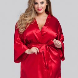 Lovehoney Plus Size Short Red Satin Robe